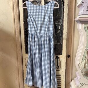Cider Blue and White Gingham Midi Dress